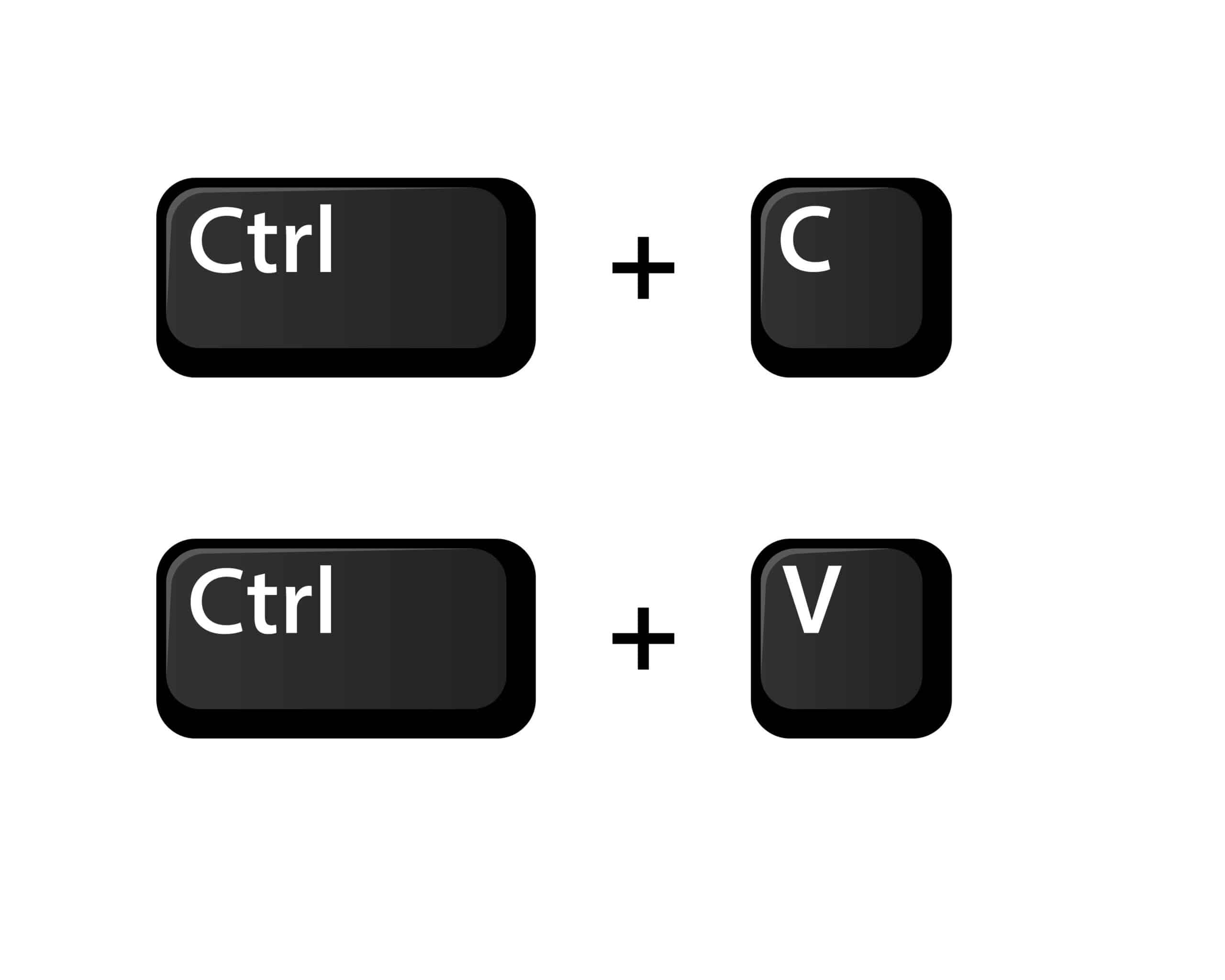 Ctrl C Ctrl V key icon. Clipart image isolated on white background